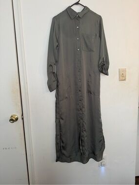 DKNY Olive Maxi Button-Down Shirt Dress